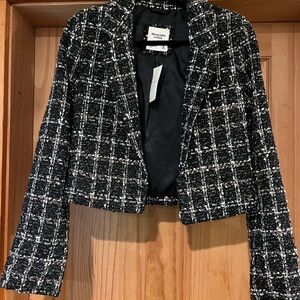 Abercrombie & Fitch Black and White Tweed Blazer